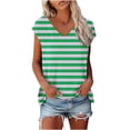 thumbnail image 2 of Tops for Women Fashion Short Sleeve Round Neck Stripe Printed T Shirt Blouse Loose, 2 of 6