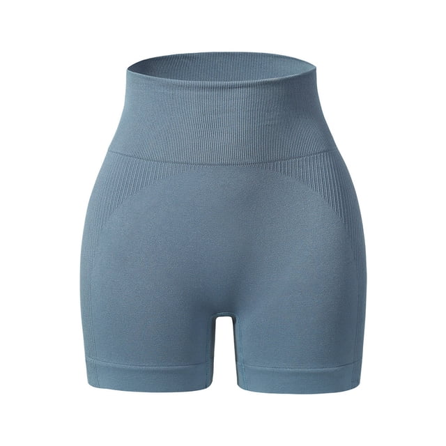 Minnieouse Pantalones cortos de Yoga sin costuras para mujer, pantalones de realce, mallas cortas para gimnasio, ropa deportiva de secado rápido Prendas para la parte inferior del cuerpo Azul claro S