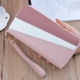 thumbnail image 2 of Long Wallet Purse Wallet PU 2 Way Zipper 2 Compartments Large Capacity Color Collision Hand Purse for Women Adults Daily Pink, 2 of 6