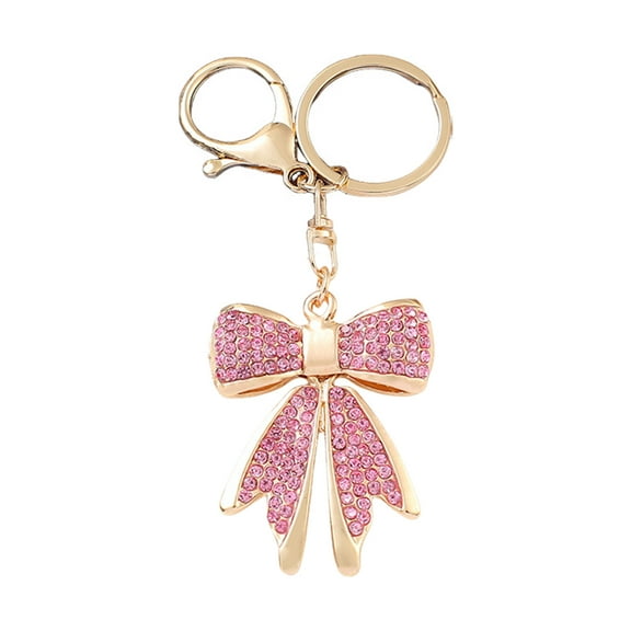 HUANLEDASH Women Rhinestone Bow Keychain Sparkling Bow Bag Charm Faux Crystal Key Chain Car Pendant Valentine Gift