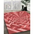 thumbnail image 2 of Ahgly Company Indoor Round Patterned Ferrari Red Area Rugs, 5' Round, 2 of 6