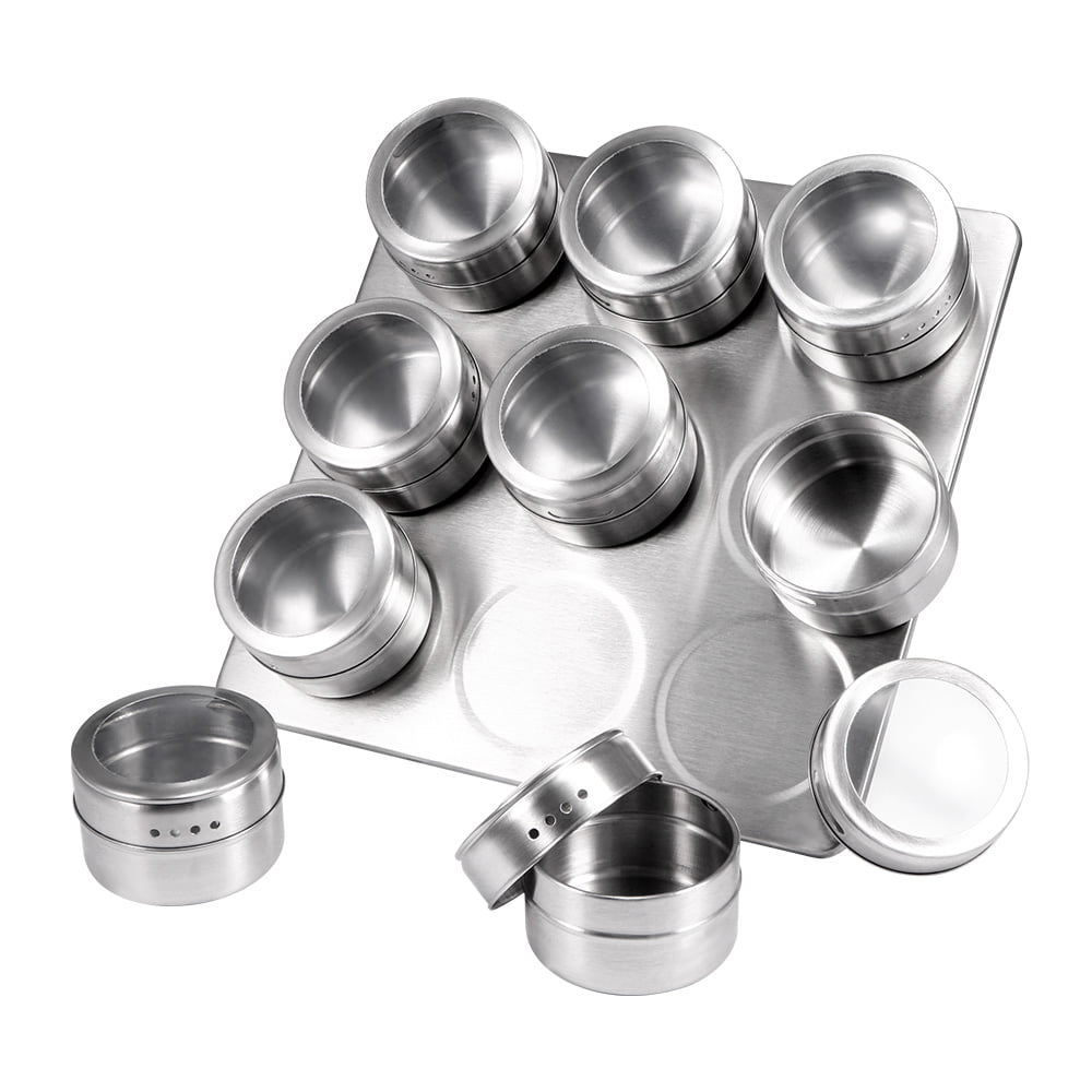 6/9pcs Magnetic Spice Jars Spice Tins Cans Holder Storage Seasoning Containers