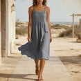 thumbnail image 6 of fheaev Women's Midi Dress Adjustable Spaghetti Strap Sleeveless Pleated Front Flowy for Casual Dark Gray XL, 6 of 9