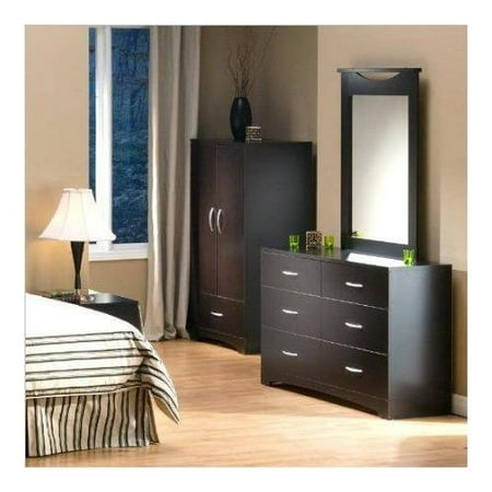 Tropical Island Dresser Mirror - Double Dresser and Mirror in Dark Chocolate