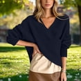 thumbnail image 6 of IUYRTFE Women's Cross V Neck Off Shoulder Knit Sweater Loose Fit Casual Batwing Sleeve Pullover Top, 6 of 6