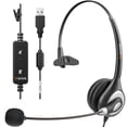 thumbnail image 1 of Auriculares USB mono con cable Wantek, micrófono con cancelación de ruido y controles en línea. Auriculares UC para negocios, Skype, SoftPhone y centro de llamadas. Chat nítido. Ligeros y ultra cómodo, 1 of 5