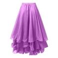 thumbnail image 4 of Wxolcjlv Womens Chiffon High Low Maxi Skirt Elastic Waist Tiered Skirts, 4 of 5