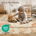 thumbnail image 4 of ODIKA 9'x12' Washable Area Rug Non-Slip, Chair-Friendly Vintage Oriental Medallion Scroll Border Distressed Traditional for Dining Room, Basement, Large Office, 4 of 7