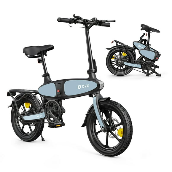 DYU 16" Folding Electric Bike for Adults Teens, 500W Peak Motor 48V/7.5AH, Pedal-Assist, Commuter Cruiser City E Bike