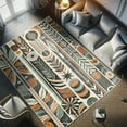 thumbnail image 4 of Ambesonne Boho Decorative Rug Carpet, Bohemian Geometric Leafy Art, 2' 5" x 5', Pale Teal Dark Orange, 4 of 5