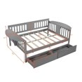 thumbnail image 7 of Full Size Daybed with Two Drawers, Full Size Wood Sofa Bed Frame with Arm Shelf for Kids Teens Adults,Bed Frame Elegant Furniture for Living Room ,Guest Room ,Children Room, No Box Spring Needed,Gray, 7 of 7