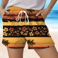 thumbnail image 4 of felwors Women's Ombre Sunset Palm Tree Print Shorts Elastic Drawstring Waist Pink Yellow Summer Beach Casual Shorts with Pockets (Light Yellow, XXL), 4 of 5