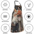thumbnail image 5 of Kdxio Vintage Floral White Horse Apron with Pockets Adjustable Kitchen Aprons for Men Women Waterproof Aprons for Cooking,Drawing,Crafting, Baking Household Cleaning, 5 of 5
