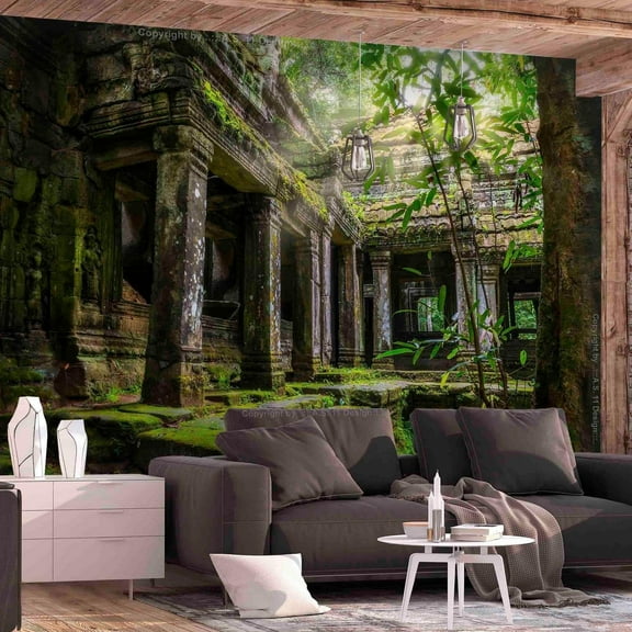 Tiptophomedecor Peel and Stick Nature Wallpaper Wall Mural - Preah Khan - Removable Wall Decals