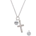 thumbnail image 2 of Delight Jewelry Silvertone Peace with AB Crystal and Dove Be Strong and Courageous Engraved Cross Zoey Necklace, 28", 2 of 4