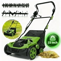 GASKY 15A 15-inch 2-in-1 Electric Dethatcher and Scarifier with 5-Position Depth Adjustment,12L Collection Bag,Tool-Free Blade Change