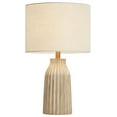 thumbnail image 2 of KAWOTI 24" Farmhouse Resin Table Lamp, Weathered White Table Lamp with Bamboo Pattern Shade for Bedroom, 2 of 5