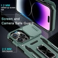 thumbnail image 6 of for iPhone 14 Pro Max Case with Slide Camera Cover+Screen Protector(1 Pack),Rotated Ring Kickstand Military Grade Shockproof Protective Cover 6.7 Inch-Green, 6 of 15