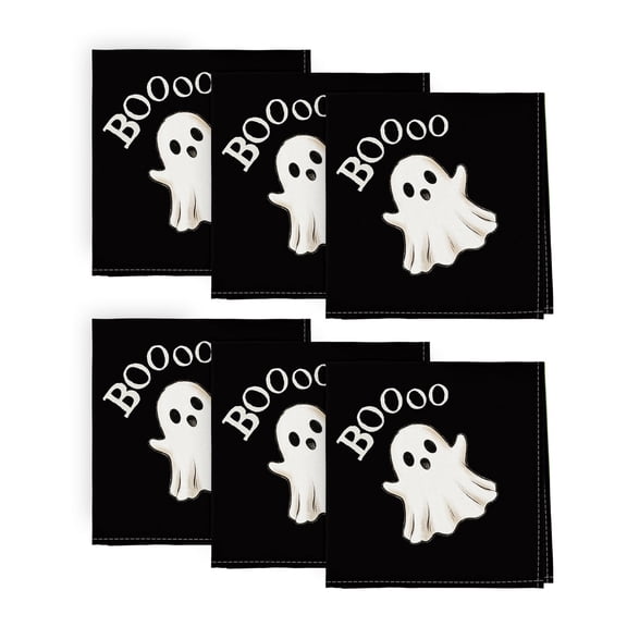 Sm:)e Boo Ghost Halloween Cloth Napkins Set of 6 Reusable Napkins, Washable Table Napkin for Holiday Party 18"x18"