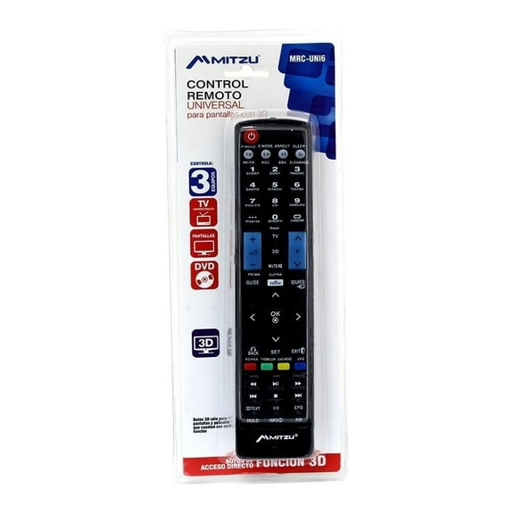 Control Remoto Universal Mitzu para Pantallas con 3D