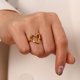 thumbnail image 1 of Ring female design niche ins blogger same style hammer pattern love alloy gold-plated non-fading ring Couple jewelry Valentine's Day gift, 1 of 5