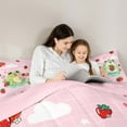 thumbnail image 6 of Feelyou Kawaii Green Frog Bedding Comforter Set for Kids, Cartoon Strawberry Fruit Twin Comforter Sets, Girly Pink Buffalo Reversible Bedding Set, Lightweight Room Decor, 2-Piece, 6 of 9