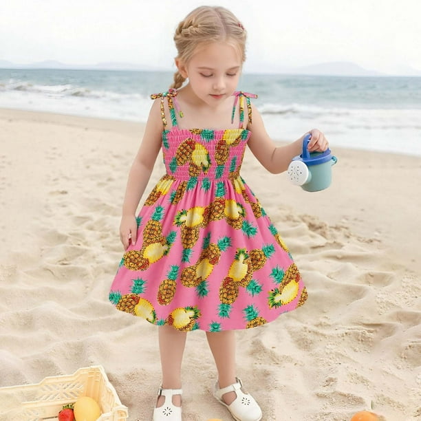 Robes pour Bébé Fille Robe d'Été à Fleurs à Bretelles Légère avec