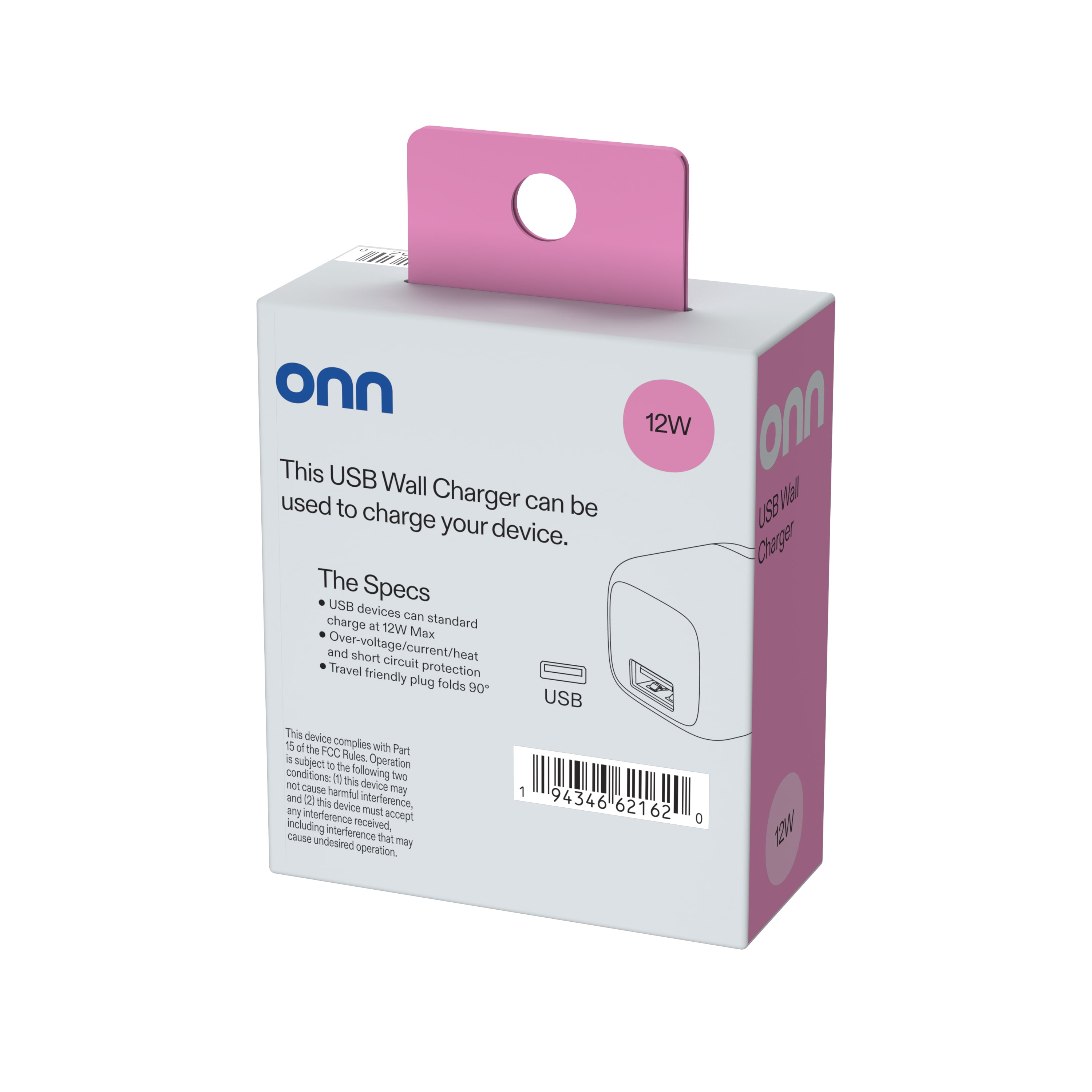 ONN 2.4A Wall USB Charger Universal White