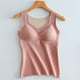 thumbnail image 1 of Ropa interior térmica para mujer, de moda, lisa, con cuello redondo, cojín en el pecho, camiseta térmica cálida de poliéster para mujer, cintura baja., 1 of 3