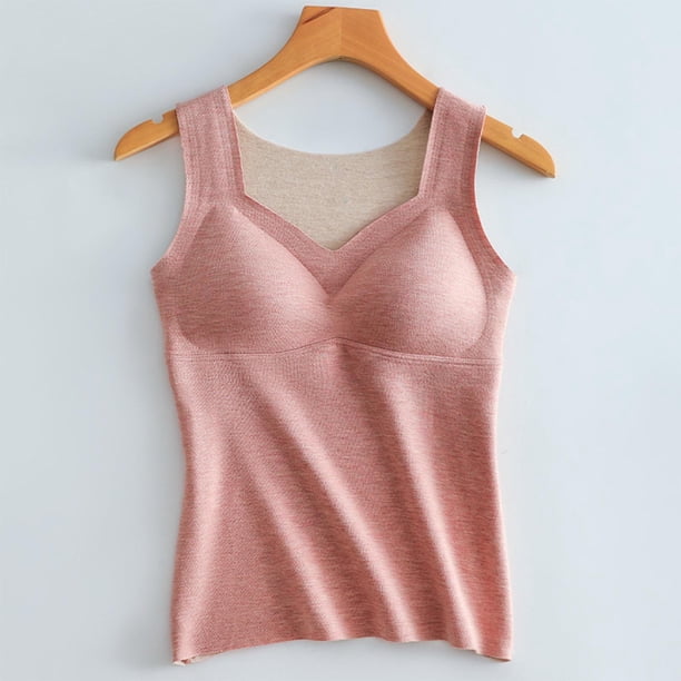 Ropa interior térmica para mujer, de moda, lisa, con cuello redondo, cojín en el pecho, camiseta térmica cálida de poliéster para mujer, cintura baja.