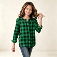 thumbnail image 7 of TGSLY Girls' Plaid Button Down Shirts Lightweight Soft Henley Long Sleeve Tops Relaxed Fit Casual Fall Regular Shoulder Blouses 14-16 Years, 7 of 7