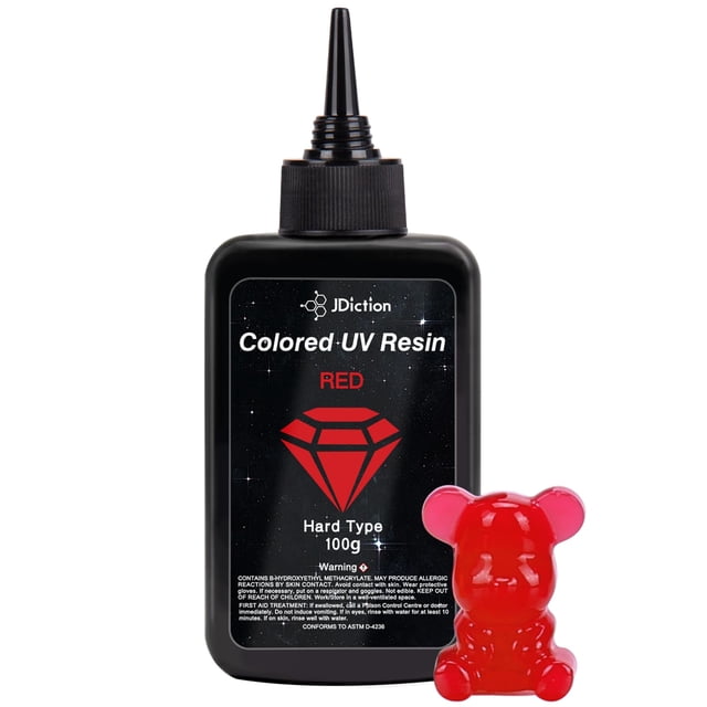 Resina UV JDiction roja de 100 g, sin olor, kit para joyería dura