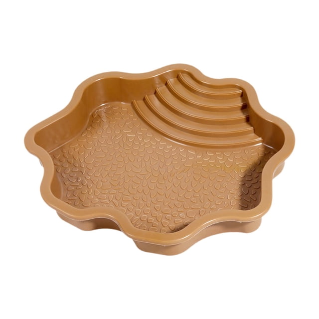 Cuenco de baño de agua para tortuga, piscina de baño de reptiles con rampa, baño de tortuga, cuenco de terrario, plato de alimentación de tortuga para Amarillo pardusco