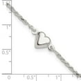 thumbnail image 2 of 925 Sterling Silver Solid Hollow Polished Puffed Love Heart Anklet 9 Inch Spring-Ring 8mm Wide Anklet for Women, 2 of 2