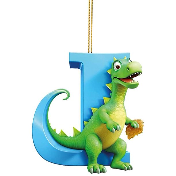 TQEHS Dinosaurio navideño acrílico 26 letras Dinosaurio navideño cubierta candelabro letras A adorno acrílico para cadena L7P8 adornos Z Z9W5
