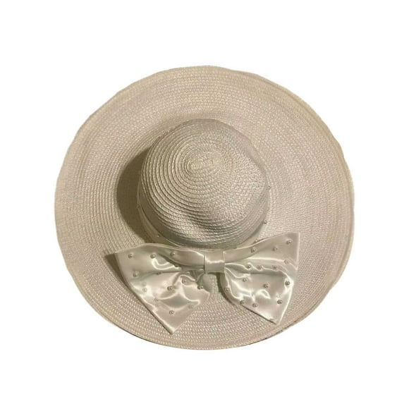 August Hat Company Women’s Pearl Big Bow Hat (Beige)