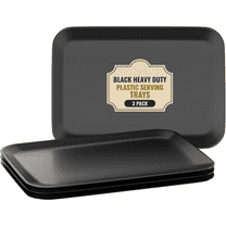 3 Pack Black Plastic Serving Tray for Party - Black Serving Tray 8 by 11 Inch - Dessert Trays for Food - Party Serving Trays for Entertaining