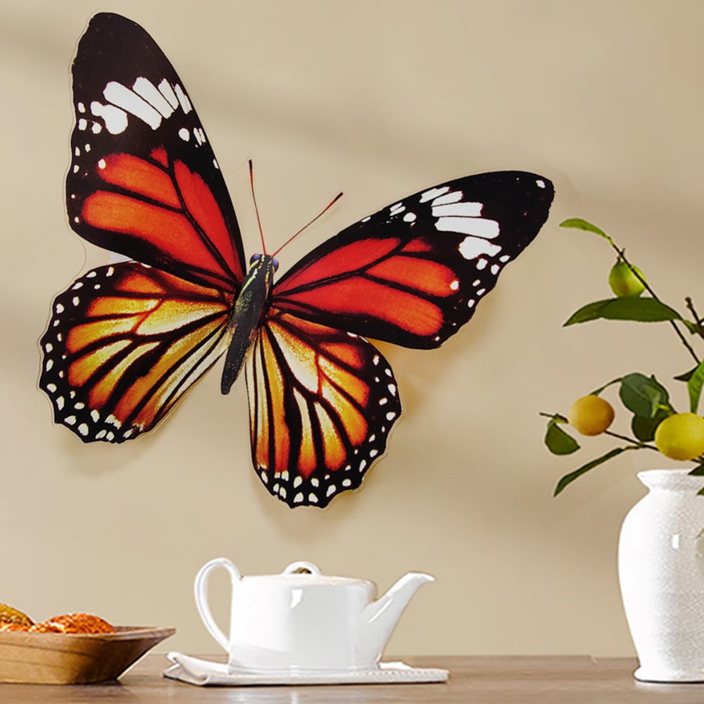 1pc Large 3D Butterfly Wall Decals，Butterfly Wall Decor 3D Butterfly Removable Mural Stickers ...