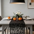thumbnail image 5 of Black Floral Lace Table Runner, 17.7*70.87in Polyester Semi Sheer Vintage Table Decor, Elegant Hollow Out Lace Dresser Scarf for Dining Room Living Room Cabinet, French Style Decorative Runner, 5 of 7