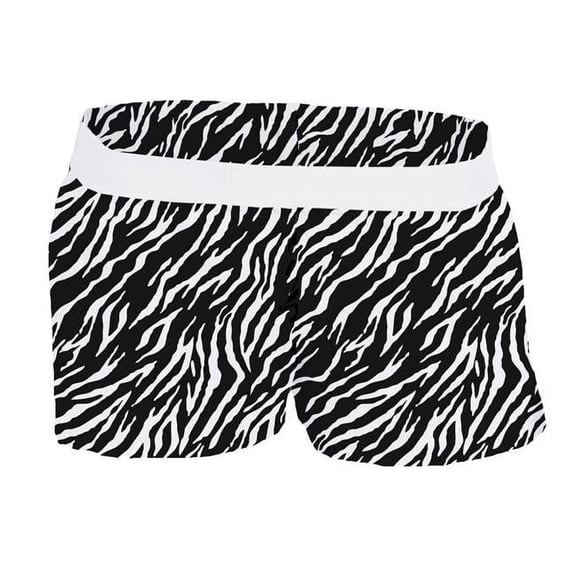 Soffe 3737VPR160XLG Juniors Printed Low Rise Shorts, Zebra - Extra Large