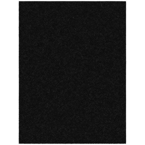 Ottomanson Shaggy Non-Slip Rubberback Solid 5x7 Soft Indoor Area Rug, 5' x 7', Black