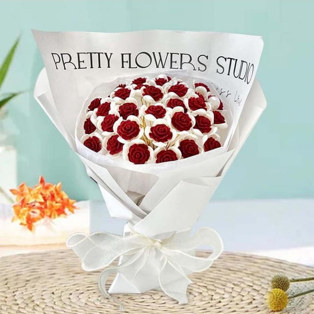 Simulación de bricolaje Ramo de rosas Kits de material sin terminar 13 piezas Flores resistentes para el día de la madre, cumpleaños exquisito con Rojo BLESIY ramos de novia