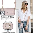 thumbnail image 2 of Compatible with iPhone 15 Pro Max Wallet Case with Card Holder Crossbody Neck Strap Lanyard Wrist Strap Purse for Women PU Leather Flip Case with Credit Card Kickstand Stand Case Rose Gold, 2 of 9