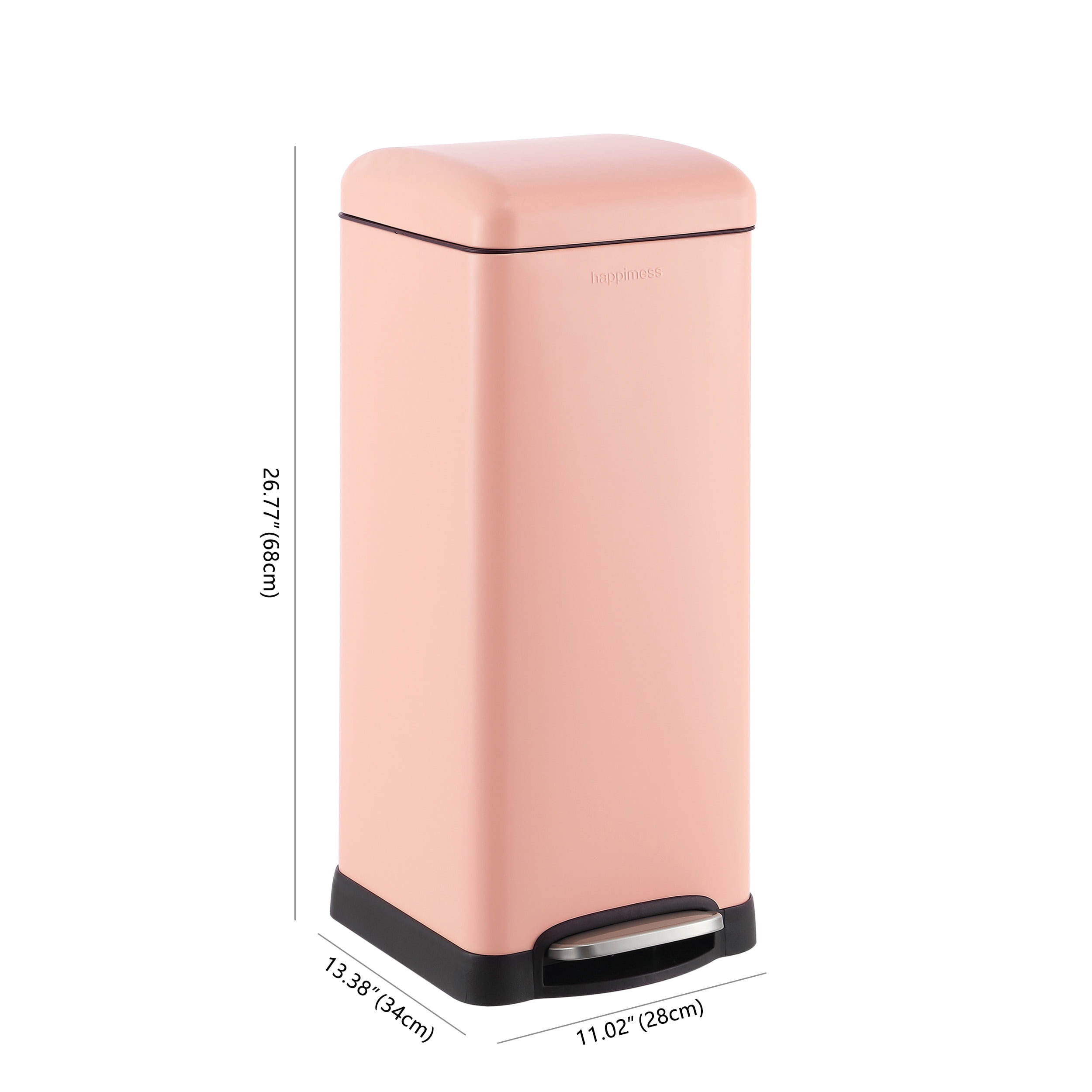 happimess Betty Retro 8-Gallon Step-Open Trash Can, Flamingo Pink