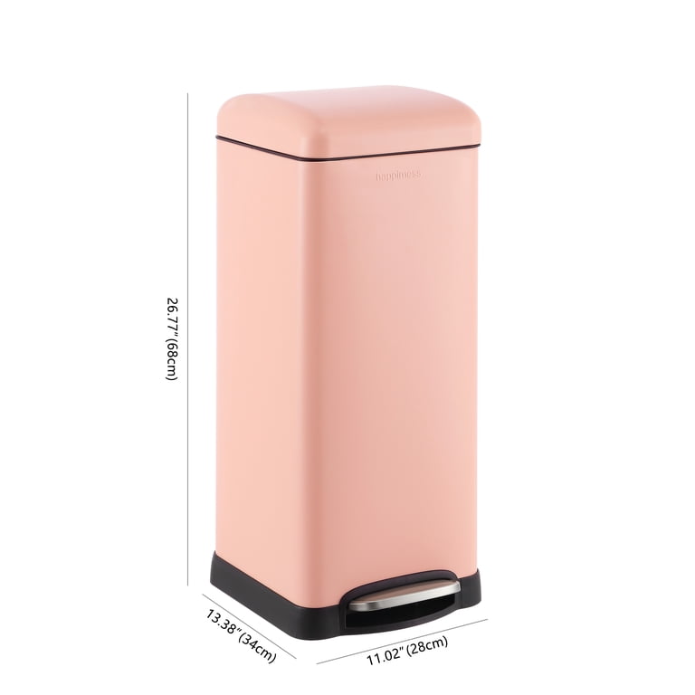 happimess Betty Retro 8-Gallon Step-Open Trash Can, Flamingo Pink