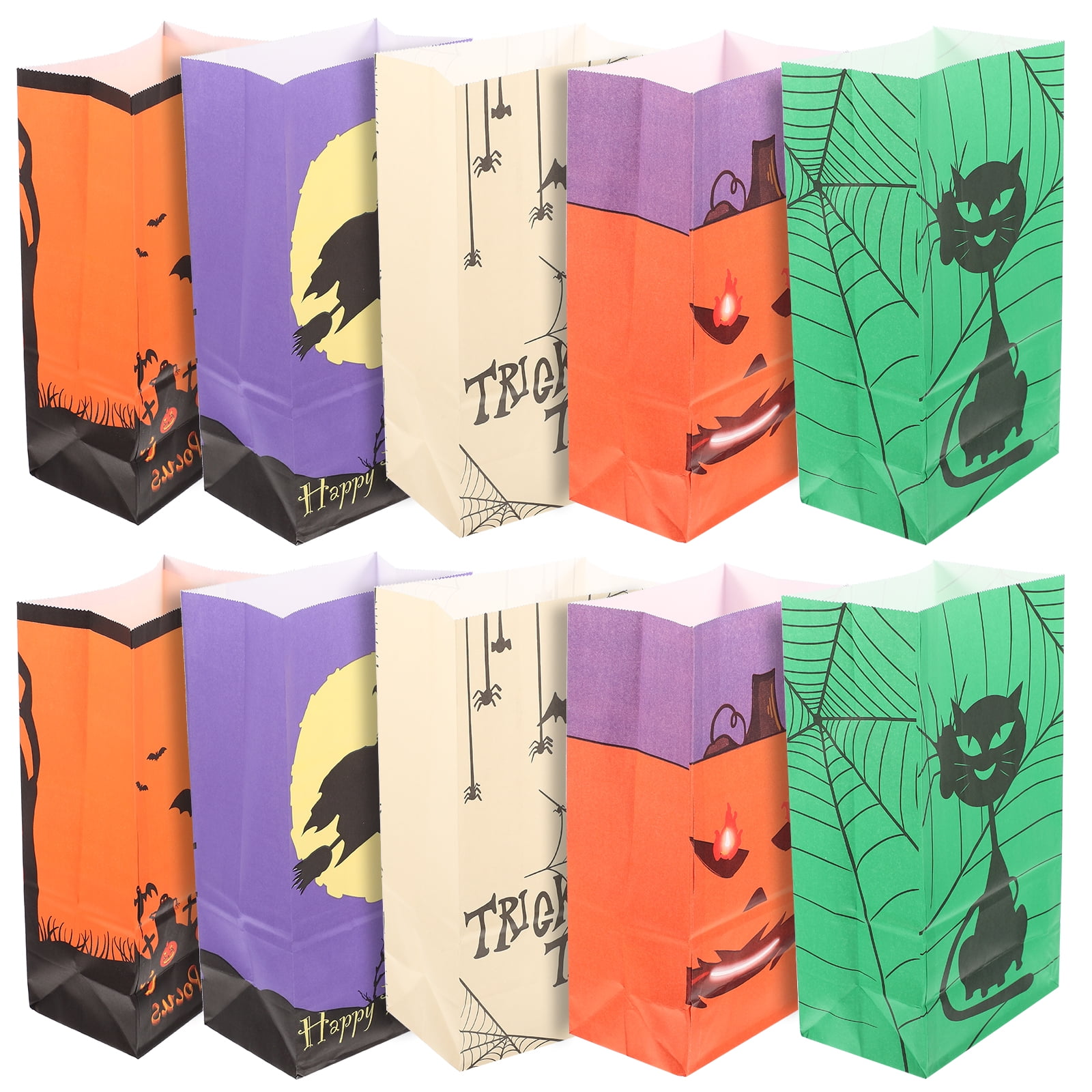 50pcs Halloween Candy Bags Party Favor Goodies Bags Kraft Paper Treat
