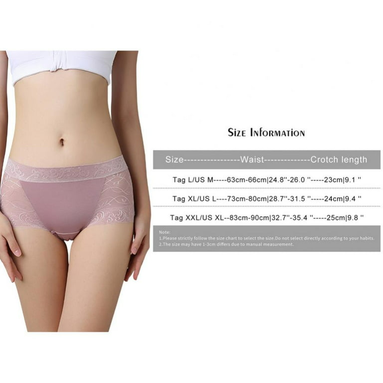 Women's Solid Color Lace Transparent Invisible Panties Ultra-thin Mid-rise  Cotton Crotch Modal Soft Breathable Full Coverage Briefs L-XXL(5-Packs)