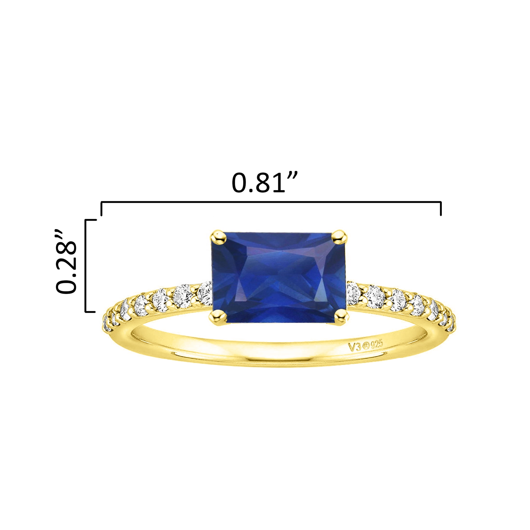 V3 Jewelry® 925 Sterling Silver with Blue Sapphire and White Topaz Engagement Ring for Women