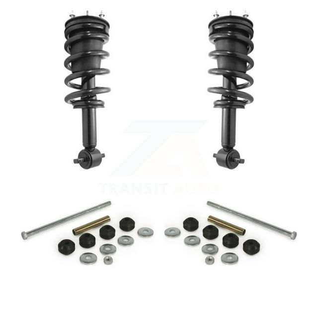Transit Auto Front Complete Shock Assembly and TQ Link Kit for Car GMC Sierra 1500 Chevrolet Silverado LD Limited Excludes Rear Wheel Drive 4WD - Left Right Side (Driver Passenger) KSS-101055