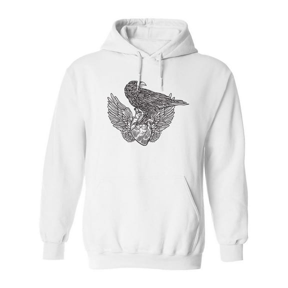 Raven And Winged Heart Hoodie Men -Image by Shutterstock, Male XX-Large